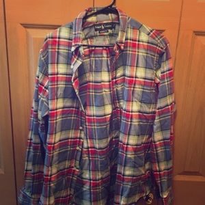 Blue polo flannel button down